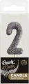 Świeczka piker 2 czarna brokatowa 11x3.5 cm - tantis.pl