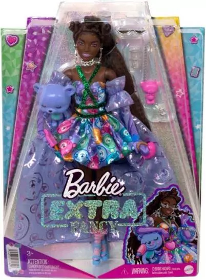 Barbie Lalka Extra Fancy z misiem Fioletowa - tantis.pl
