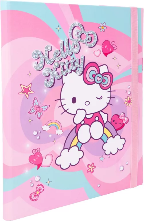 Teczka przestrzenna tekturowa z gumką A4 Hello Kitty pink wzór 1 - tantis.pl