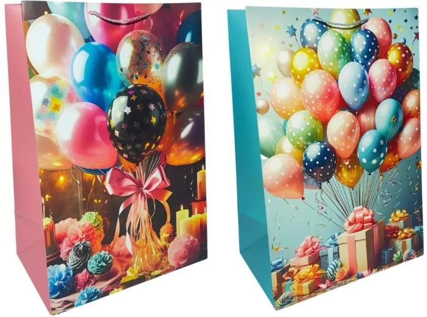 Torebka prezentowa urodzinowa XL Balony mix - tantis.pl