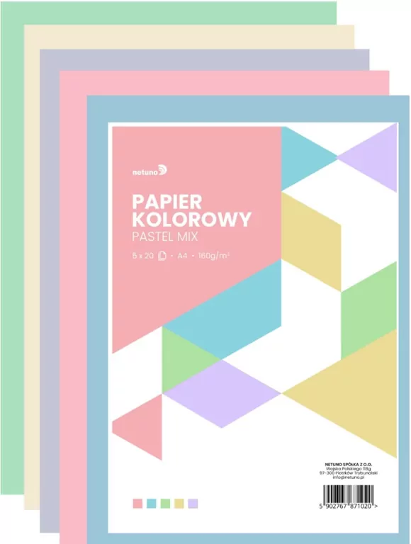 PAPIER XERO KOL A4 160G MIX PASTE/5 OP100ARK NET - tantis.pl