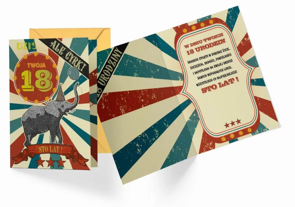 Karnet okolicznościowy B6. Urodziny 18. Kukartka - tantis.pl