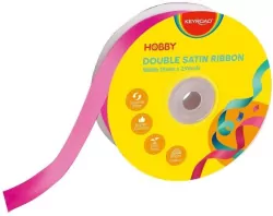 Wstążka podwójna satynowa różowa 25mmx22,86m