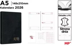 Kalendarz 2026 A5 dzienny czarny