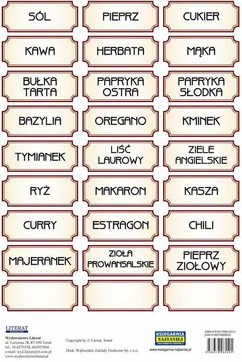 Naklejki na przyprawy - tantis.pl