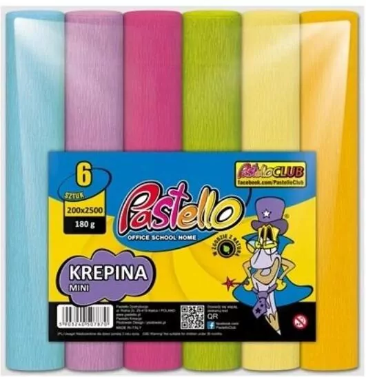 Krepina mini 20x250cm 180g 6 kolorów pastelowych - tantis.pl