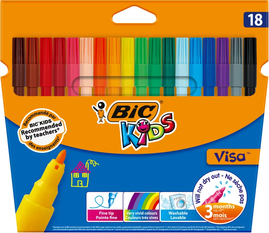 BIC. Flamastry Kids Visa, 18 kolorów - tantis.pl