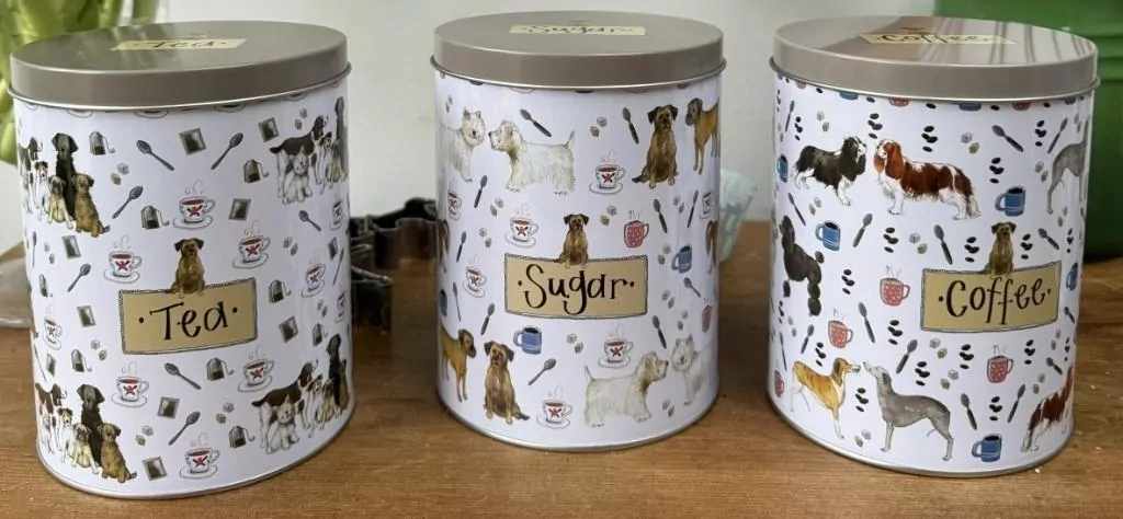 Zestaw puszek herbata kawa cukier 6 psów - tantis.pl