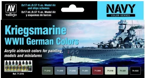 Vallejo: 71.615 - Navy - Kriegsmarine WWII German Colors (8x17 ml) - tantis.pl