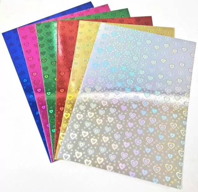 Papier holograficzny A4 serca 6 arkuszy MIX - tantis.pl