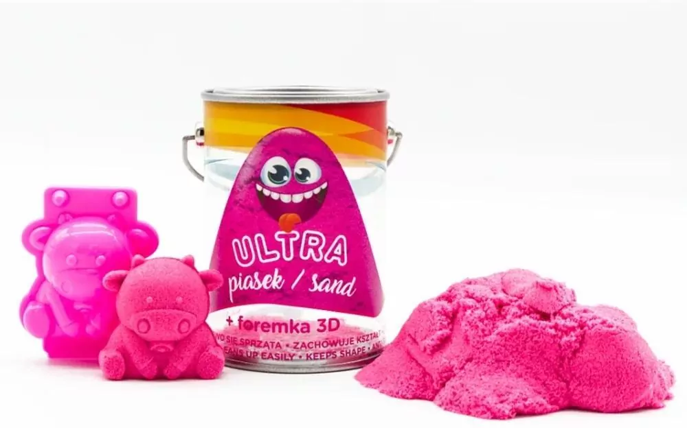Ultra Piasek - puszka 150g różowy + foremka 3D krówka - tantis.pl