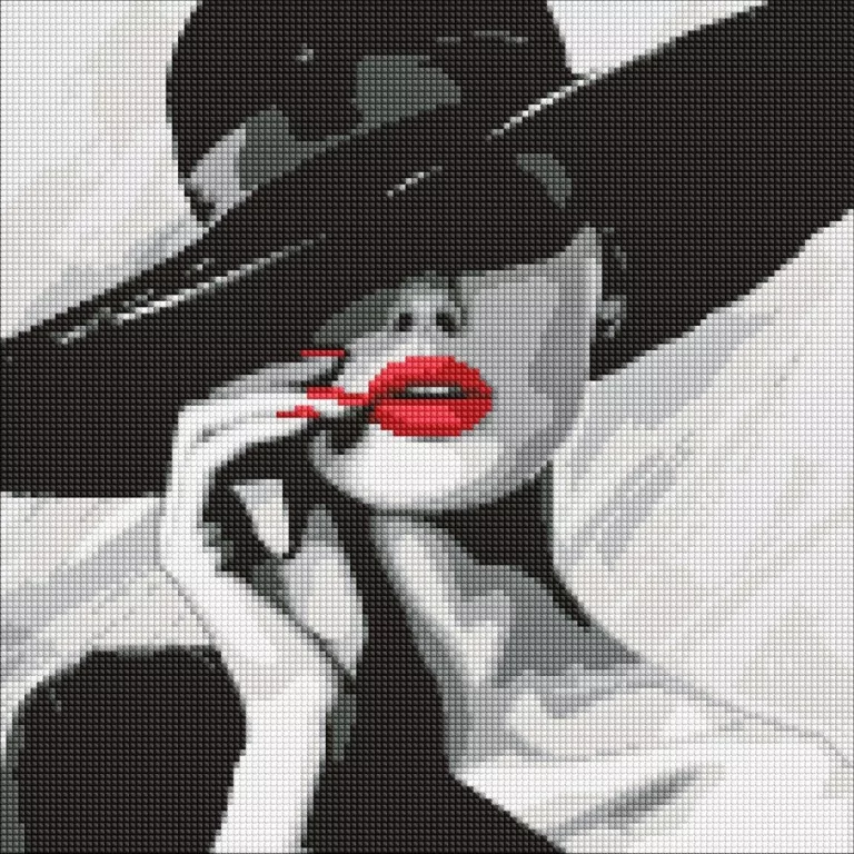 Diamentowa mozaika - Dama w kapeluszu 40x40cm - tantis.pl
