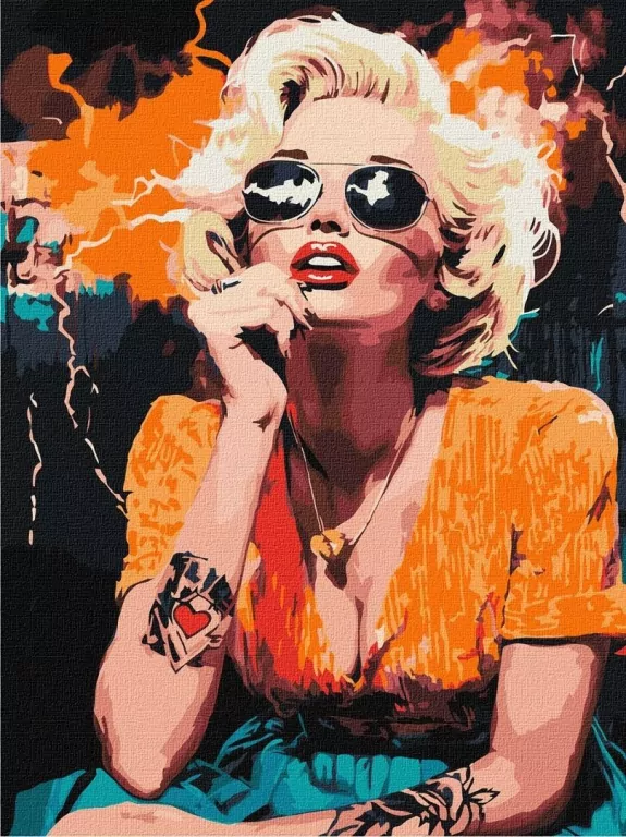 Malowanie po numerach - Monroe w Hollywood 30x40cm - tantis.pl