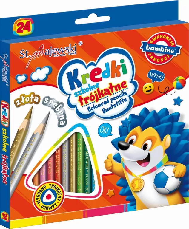 Kredki trójkątne 24 kolory BAMBINO - tantis.pl