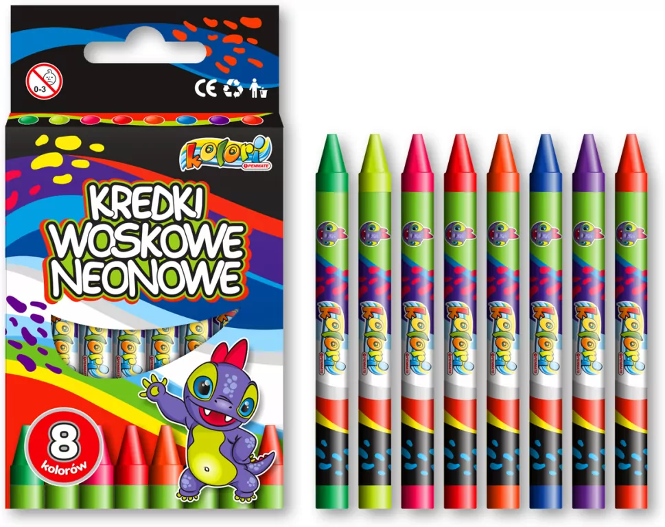Kredki woskowe neonowe. Dino - tantis.pl