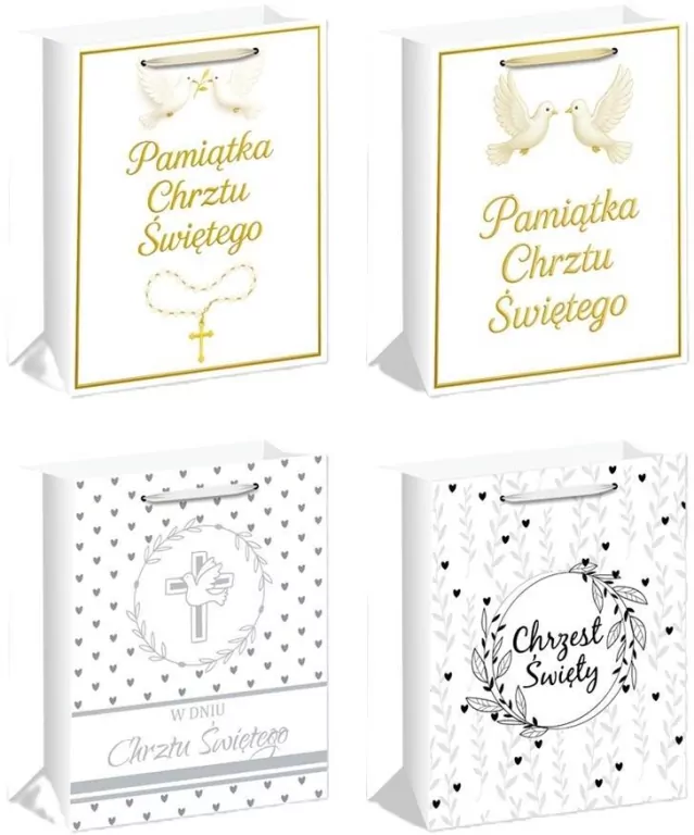 Torebka prezentowa M Chrzciny - tantis.pl