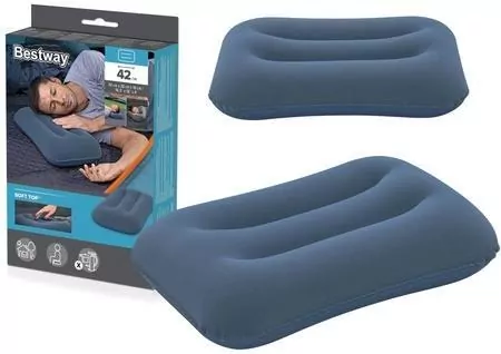 Dmuchana poduszka welurowa niebieska 42cm - tantis.pl