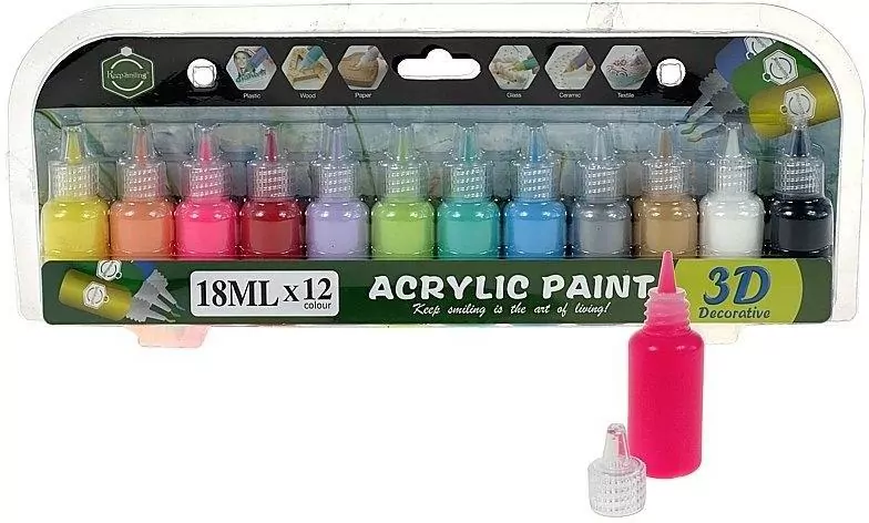 Farba akrylowa 18ml 12 kolorów - tantis.pl
