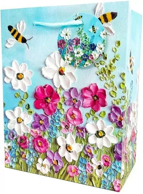 Torebka ozdobna matowa 18x23x10cm Pszczoły - tantis.pl