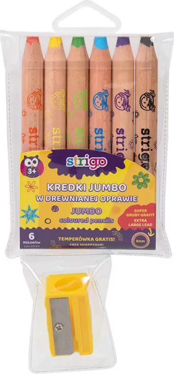 Kredki w drewnianej oprawie. Jumbo. 6 kolorów - tantis.pl