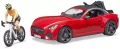 Auto Roadster czerwone z figurką kolarki i rowerem - tantis.pl