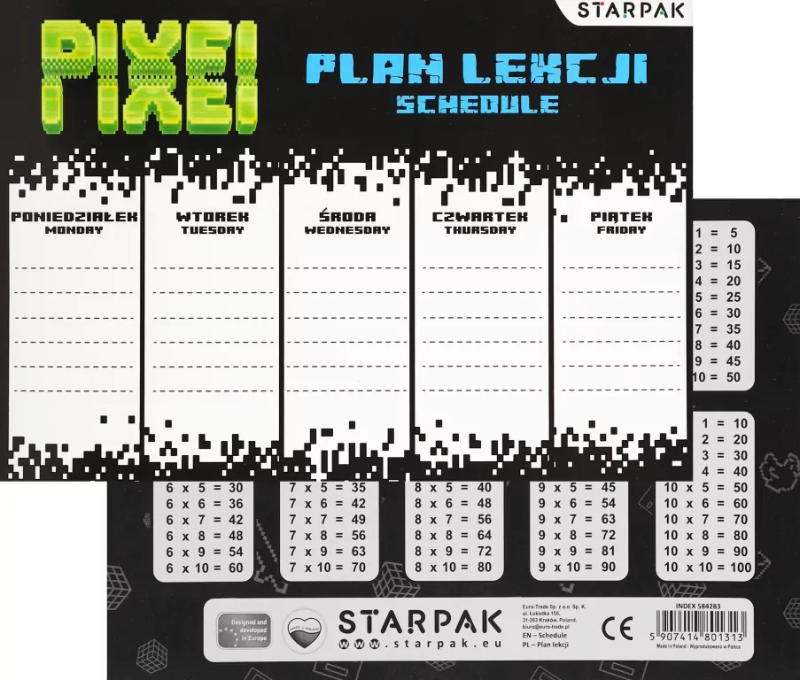 ZEST PLAN LEKCJI 3 NAKLEJKI NA ZESZ PIXEL - tantis.pl