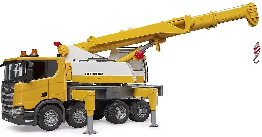Scania Super 560R. Ciężarówka żółta z dźwigiem - tantis.pl