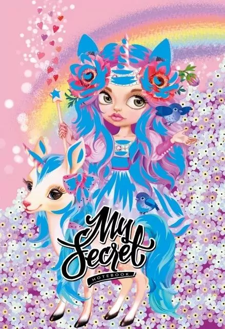 Pamiętnik 135x197/48K kratka TW brokat Jednorożce - tantis.pl