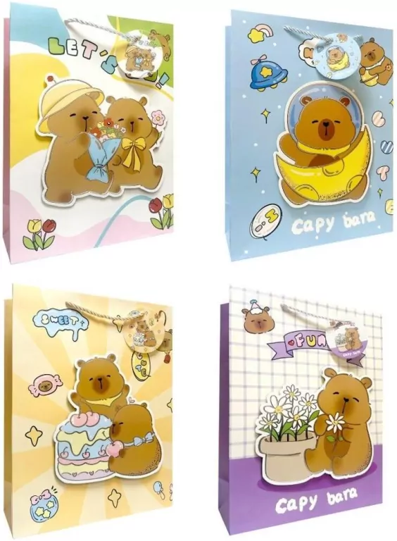 Torebka prezentowa dziecięca L Kapibara 3D mix - tantis.pl