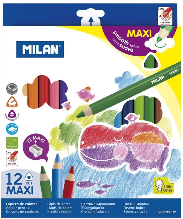 Kredki maxi trójkątne. 12 kolorów MILAN - tantis.pl