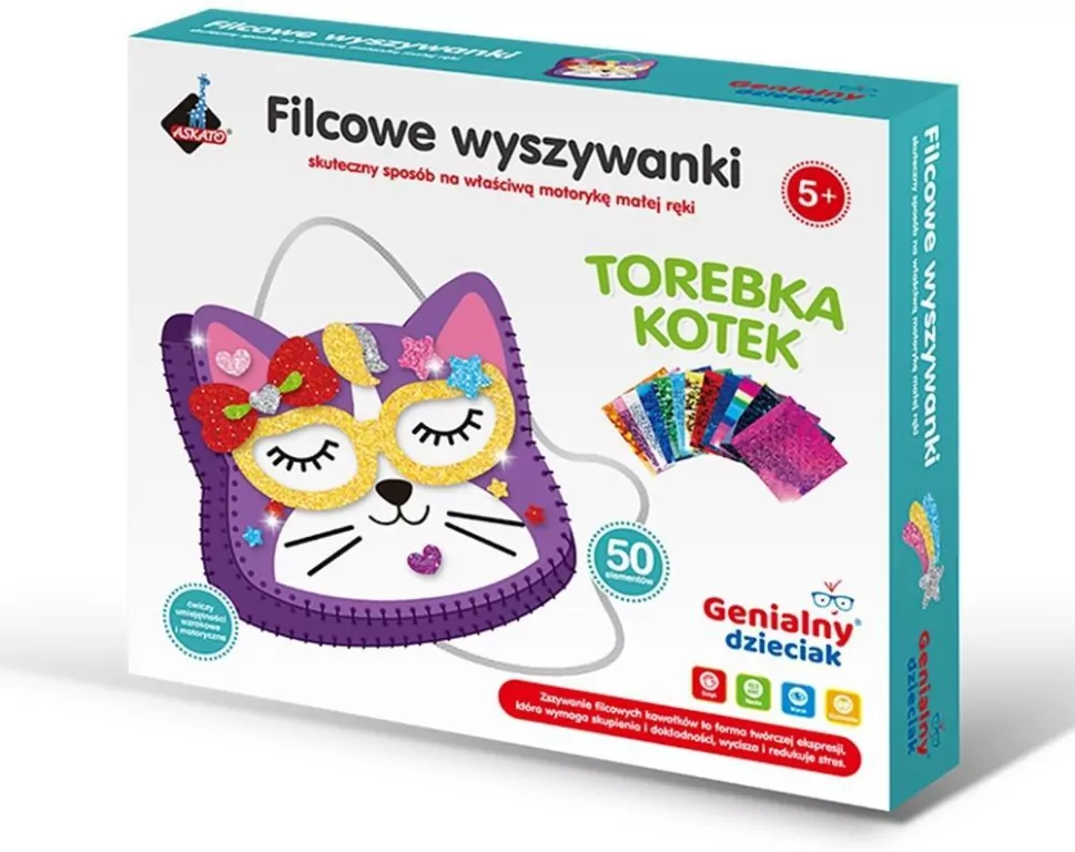 Filcowe wyszywanki - torebka kotek - tantis.pl
