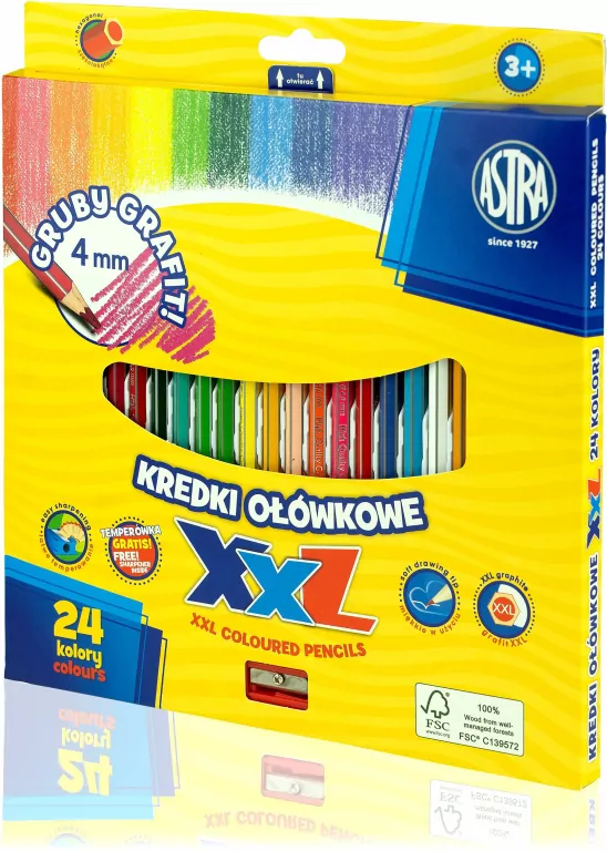 Kredki ołówkowe heksagonalne. 24 kolory - tantis.pl