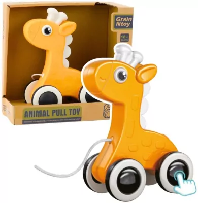 Żyrafa do ciągnięcia na sznurku żółta