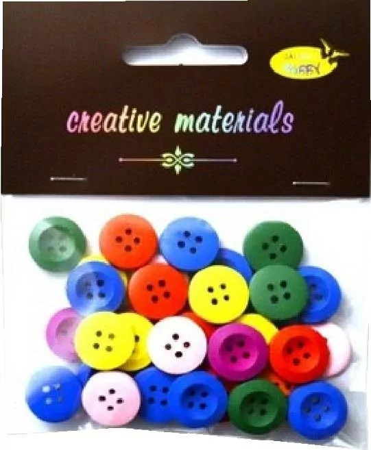 Guziki drewniane 15mm. Kolorowe 15g - tantis.pl