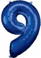 Balon foliowy cyfra 9 niebieska 60x86cm - tantis.pl