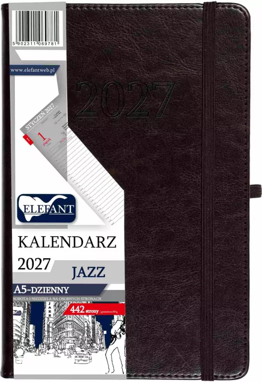 Kalendarz Jazz 2027 A5 dzienny czekoladowy - tantis.pl