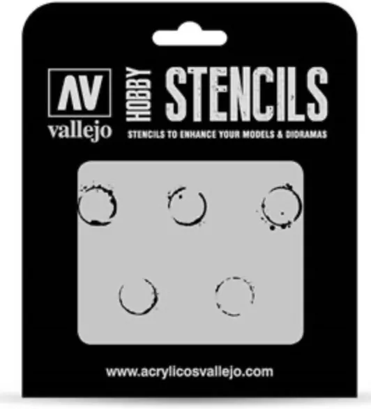 Vallejo: ST-AFV002 - Stencils - Drum Oil Markings - tantis.pl