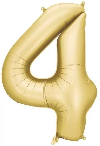 Balon foliowy cyfra 4 86cm złoty - tantis.pl