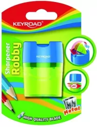 Temperówka metalowa podwójna z pojemnikiem, mix