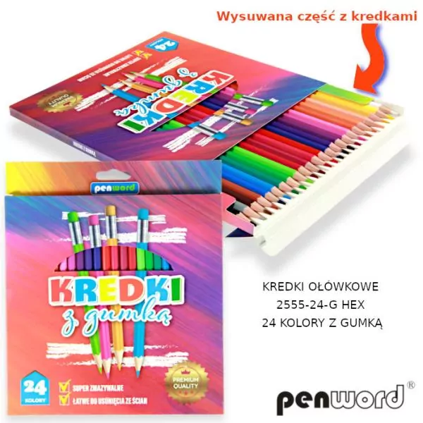 Kredki z gumką 24 kolory - tantis.pl