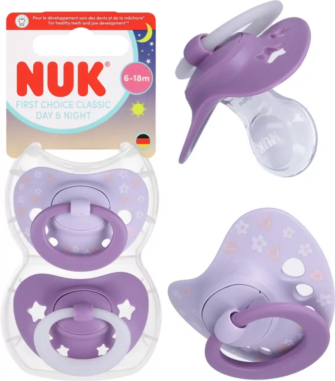 NUK. First Choice. Smoczek. 6-18 miesięcy. Fioletowy. 2 sztuki - tantis.pl