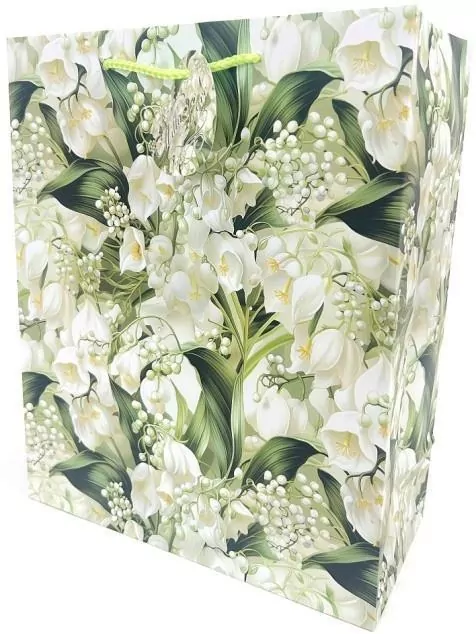Torebka ozdobna matowa 26x32x12cm Konwalie - tantis.pl