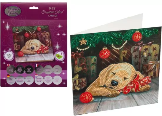 Diamentowa mozika Śpiący szczeniak 18x18cm