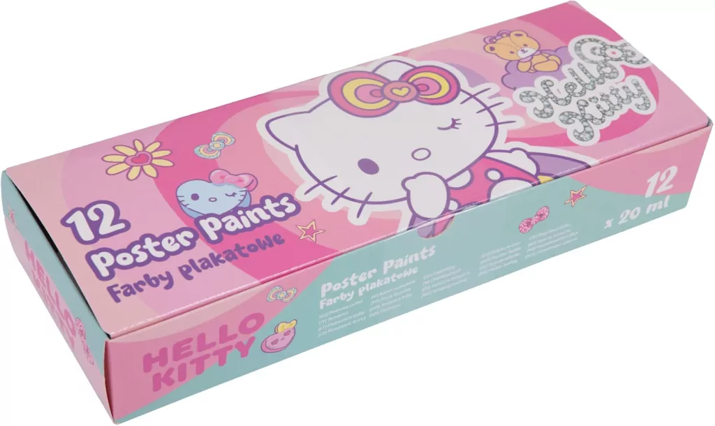 Farby plakatowe Hello Kitty pink 20ml x 12 kolorów - tantis.pl