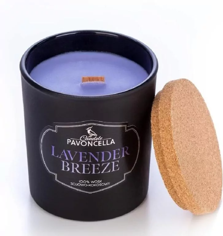 Świeczka sojowa Lavender Breeze czarna 135g - tantis.pl