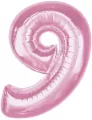 Balon foliowy cyfra 9 jasnoróżowa Smart 92cm - tantis.pl