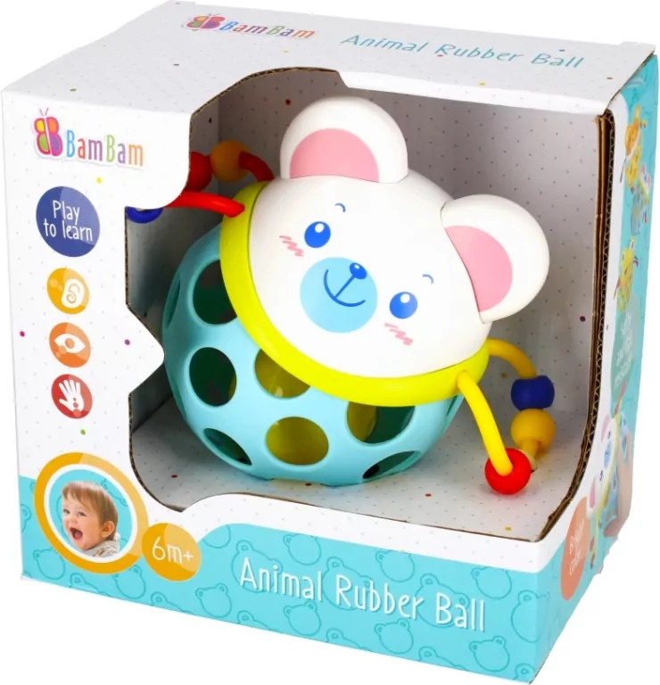 Bam Bam. Kula gumowa z grzechotką - tantis.pl