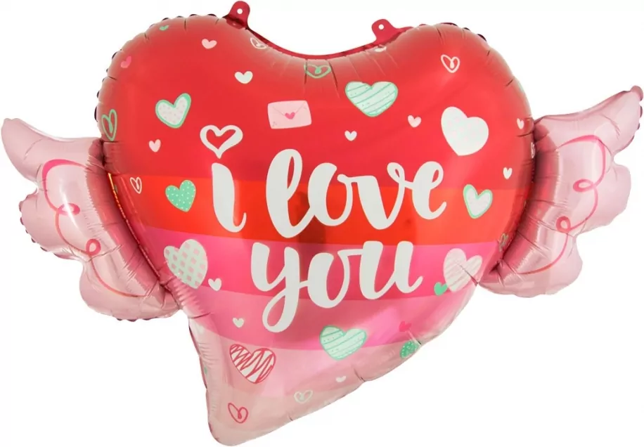 Balon foliowy serce ze skrzydełkami 68x47cm - tantis.pl