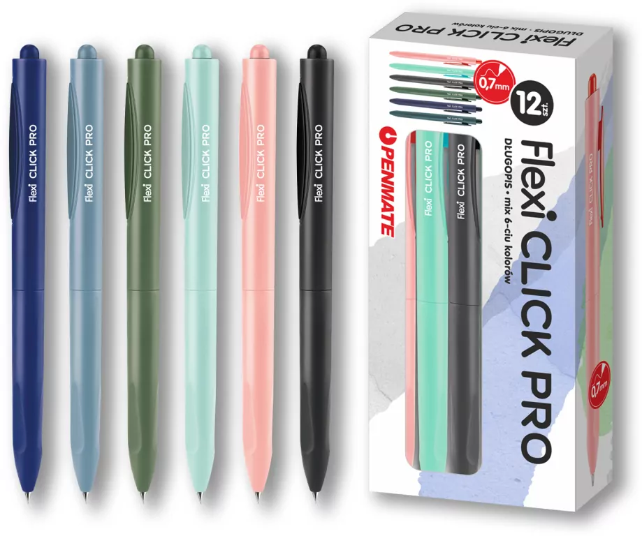 Długopis flexi click pro niebieski (12szt) - tantis.pl