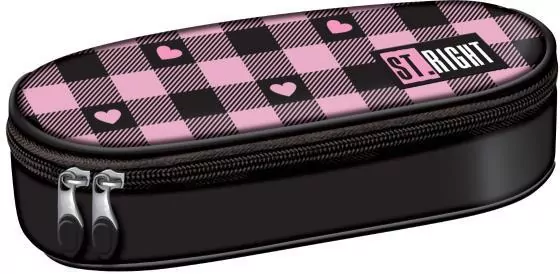 Piórnik saszetka z wewnętrzną klapką Pink Checkered - tantis.pl